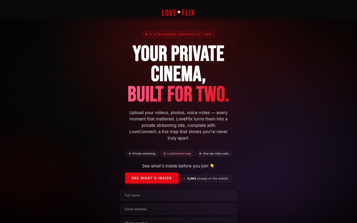 LoveFlix — private streaming platform for two